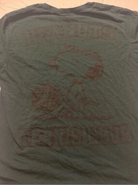 Peanuts Snoopy Tennis Club Dark Green T shirt Top US Men Size Large